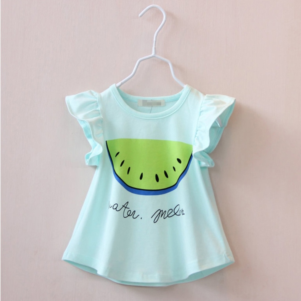 Girls Ruffle Sleeve Tunic Tank Top Blue Shirts